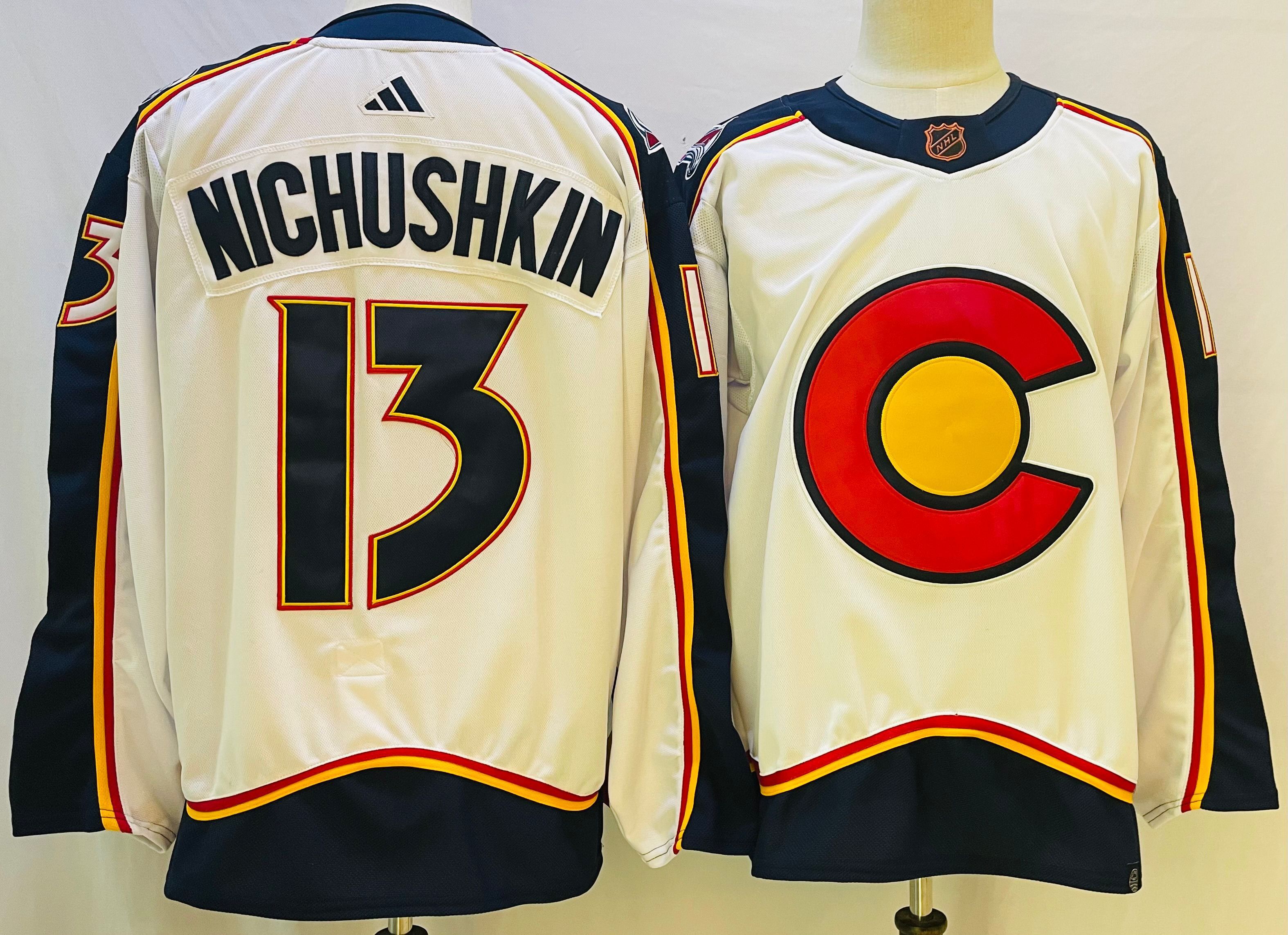 Men Colorado Avalanche #13 Nichushkin Cream Throwback 2022 Adidas NHL Jersey->colorado avalanche->NHL Jersey